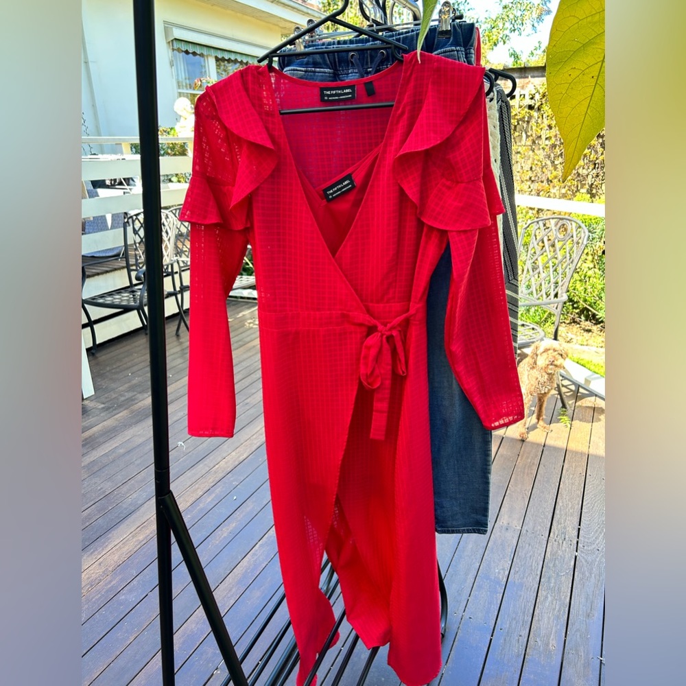 🌈SALE🌈 THE FIFTH LABEL Red Wrap Dress - Picture 1 of 8